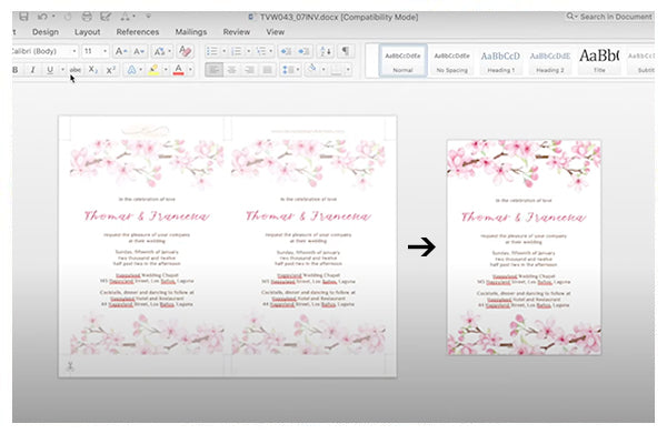 How to resize MS Word .DOCX printable template to crop size