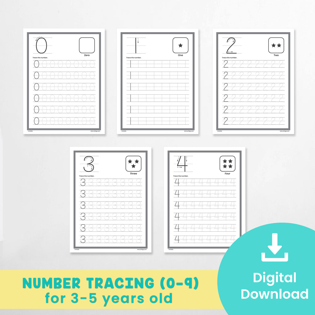 Numbers Tracing Worksheets-0-4